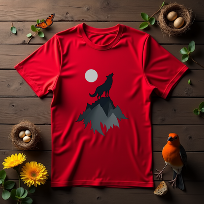 Wolf Howling, mountain landscape Softstyle T-Shirt