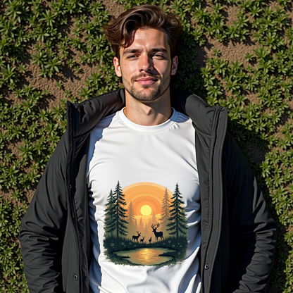 Dawn Forest, deer's family Softstyle T-Shirt