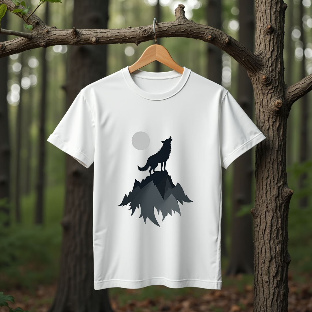 Wolf Howling, mountain landscape Softstyle T-Shirt