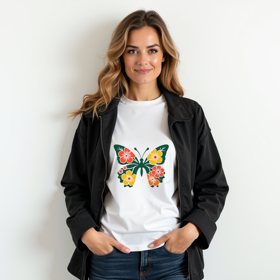 Floral Butterfly Graphic Softstyle T-Shirt