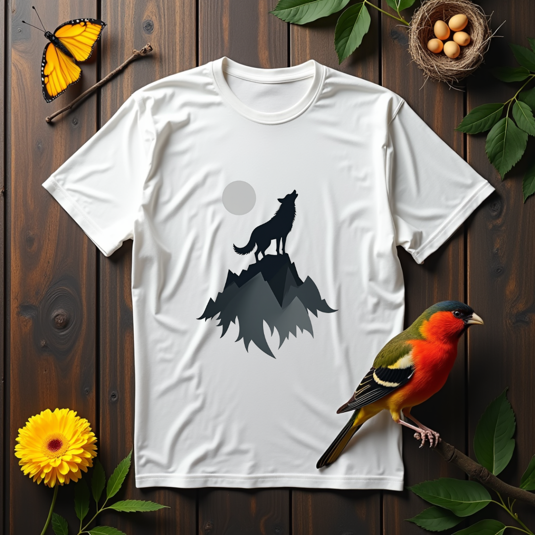 Wolf Howling, mountain landscape Softstyle T-Shirt