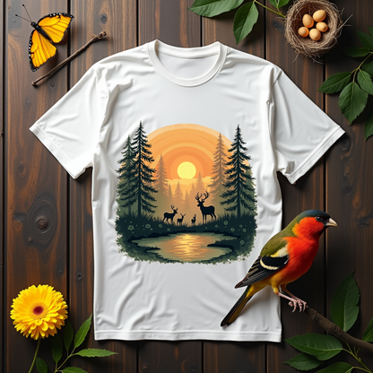 Dawn Forest, deer's family Softstyle T-Shirt