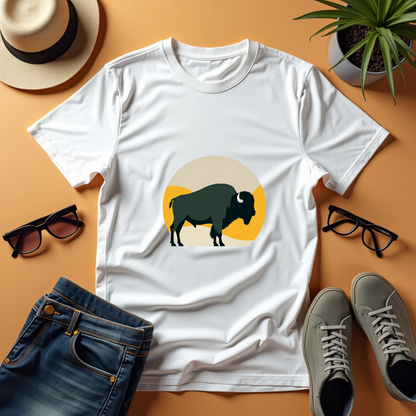 Bison Abstract Graphic Softstyle T-Shirt