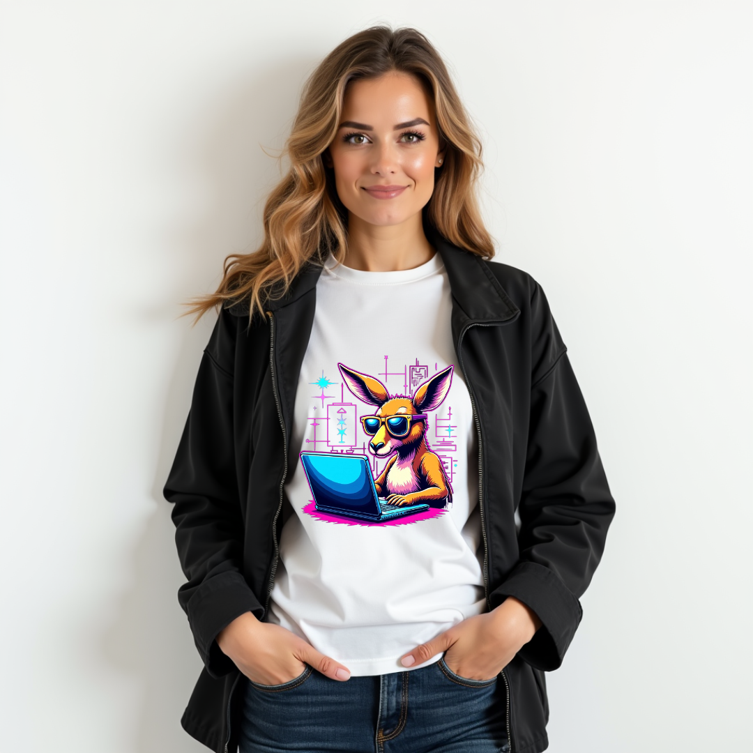 Stylized Kangaroo Graphic Softstyle T-Shirt