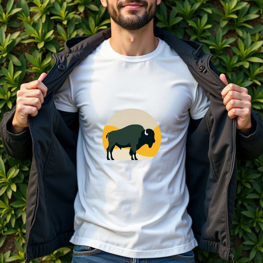 Bison Abstract Graphic Softstyle T-Shirt