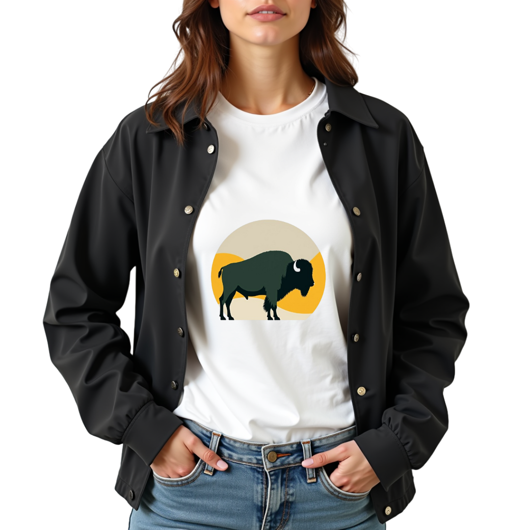 Bison Abstract Graphic Softstyle T-Shirt