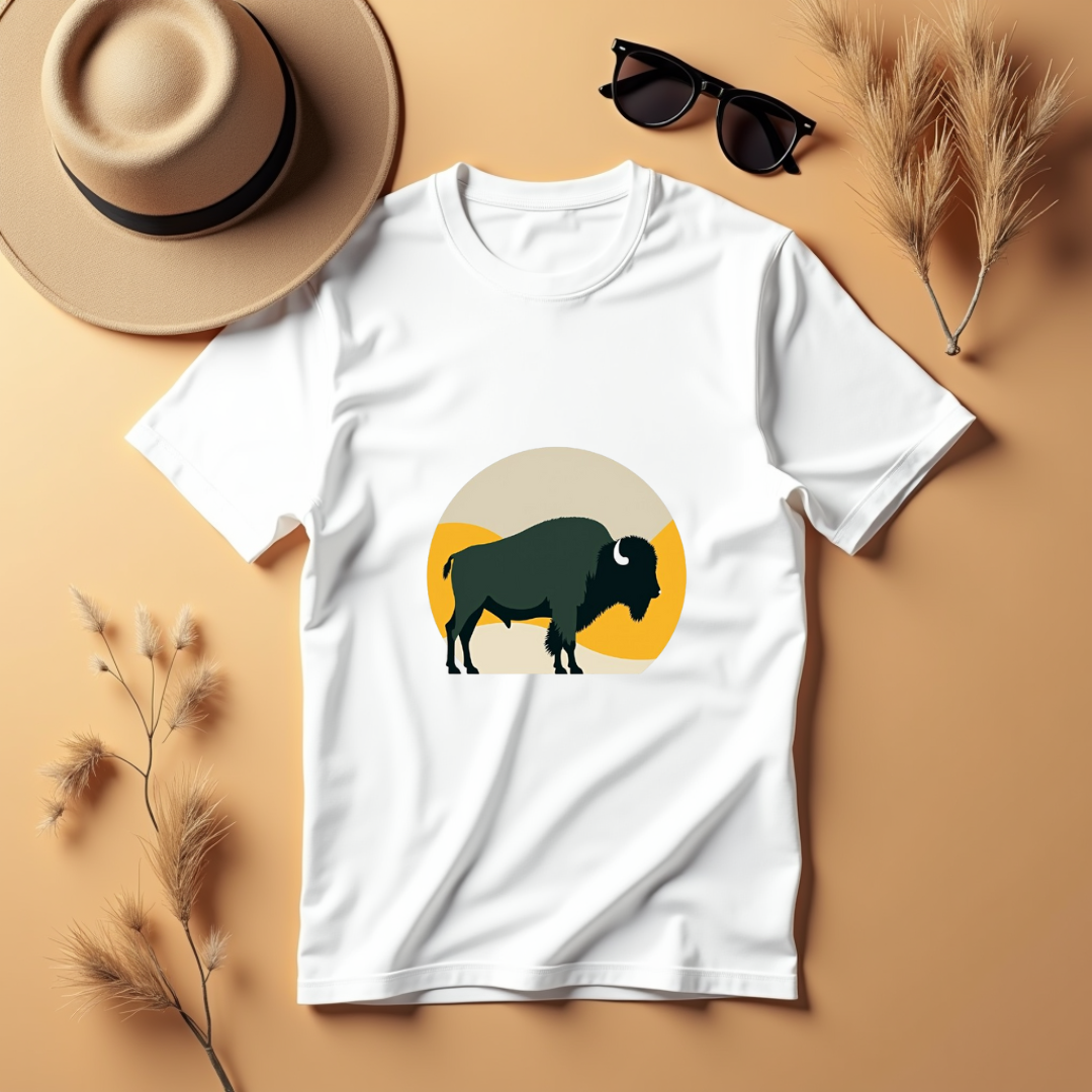 Bison Abstract Graphic Softstyle T-Shirt