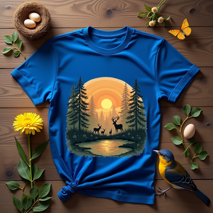 Dawn Forest, deer's family Softstyle T-Shirt