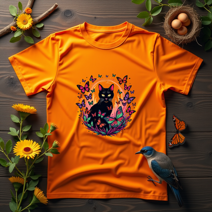 Vibrant swarm of butterflies flying around a cat Softstyle T-Shirt