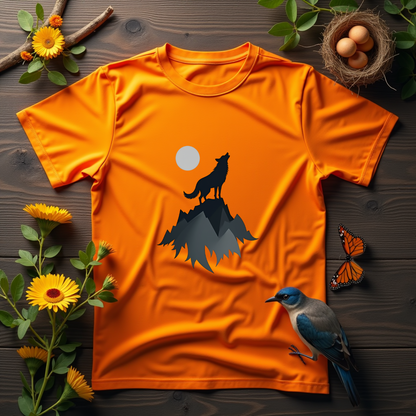 Wolf Howling, mountain landscape Softstyle T-Shirt