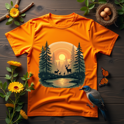 Dawn Forest, deer's family Softstyle T-Shirt