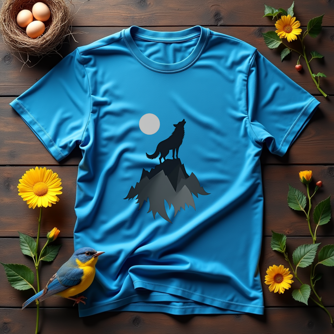 Wolf Howling, mountain landscape Softstyle T-Shirt