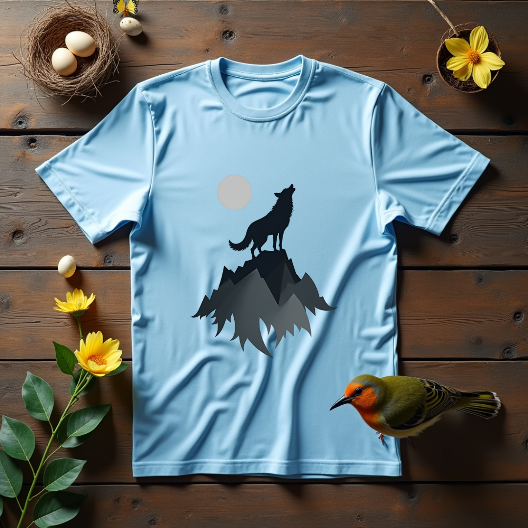 Wolf Howling, mountain landscape Softstyle T-Shirt