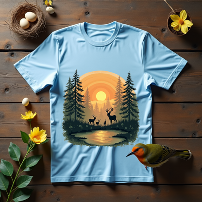 Dawn Forest, deer's family Softstyle T-Shirt