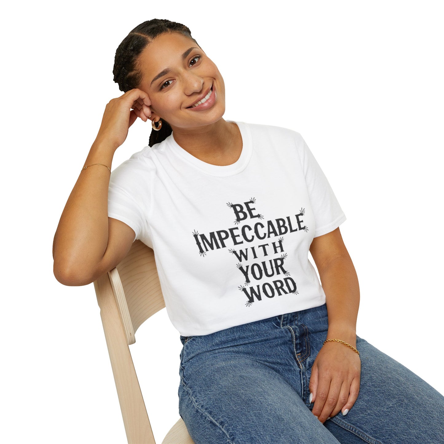 Be Impeccable Words Flower Softstyle T-Shirt –